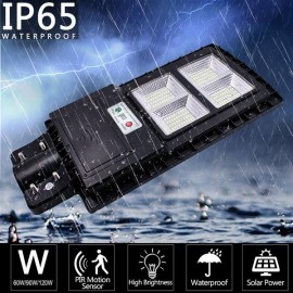 60W 80LED Outdoor Waterproof Light Solar Sensor Light with Light Control and Radar Sensor Black