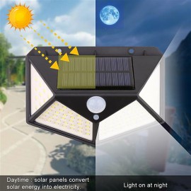 100 LED Solar Powered Light Motion Sensor Wall Yard Garden Outdoor Street Light