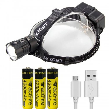 Multi-function T130 Strong Headlamp LED White Light 7x7mm High Power 5V 30W Lamp Head Can Be Adjusted 90 Degrees, 3 Levels Of Strong Light, Medium Light Burst Micro USB Can Input And Output Waterproof
