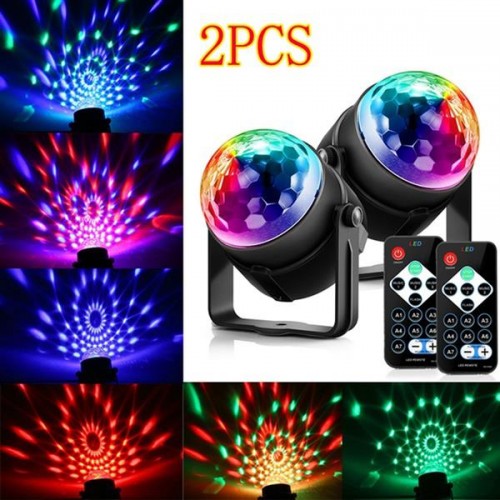 ALIGHT 3W RGB LED Remote Control / Sound Control / Auto Mini Rotating Ball Stage Bar Party Lighting  *2